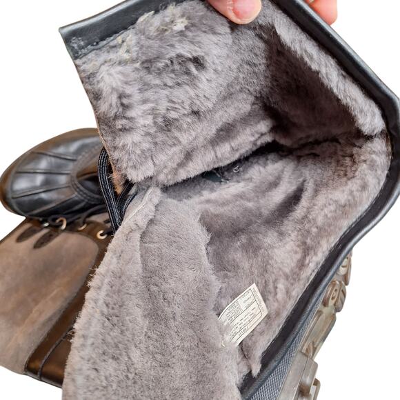 Ugg Belcloud duck boot tall black 8 leather lace up boots warm winter insulated - Picture 8 of 9